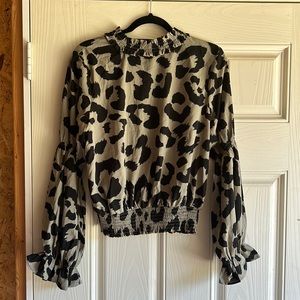 Glam Black and Gray Leopard Print Blouse